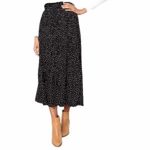 Black & White Polka Dot High Waist Midi Skirt S